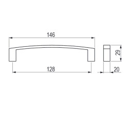 Úchytka Menusa 128 eloxovaný hliník 